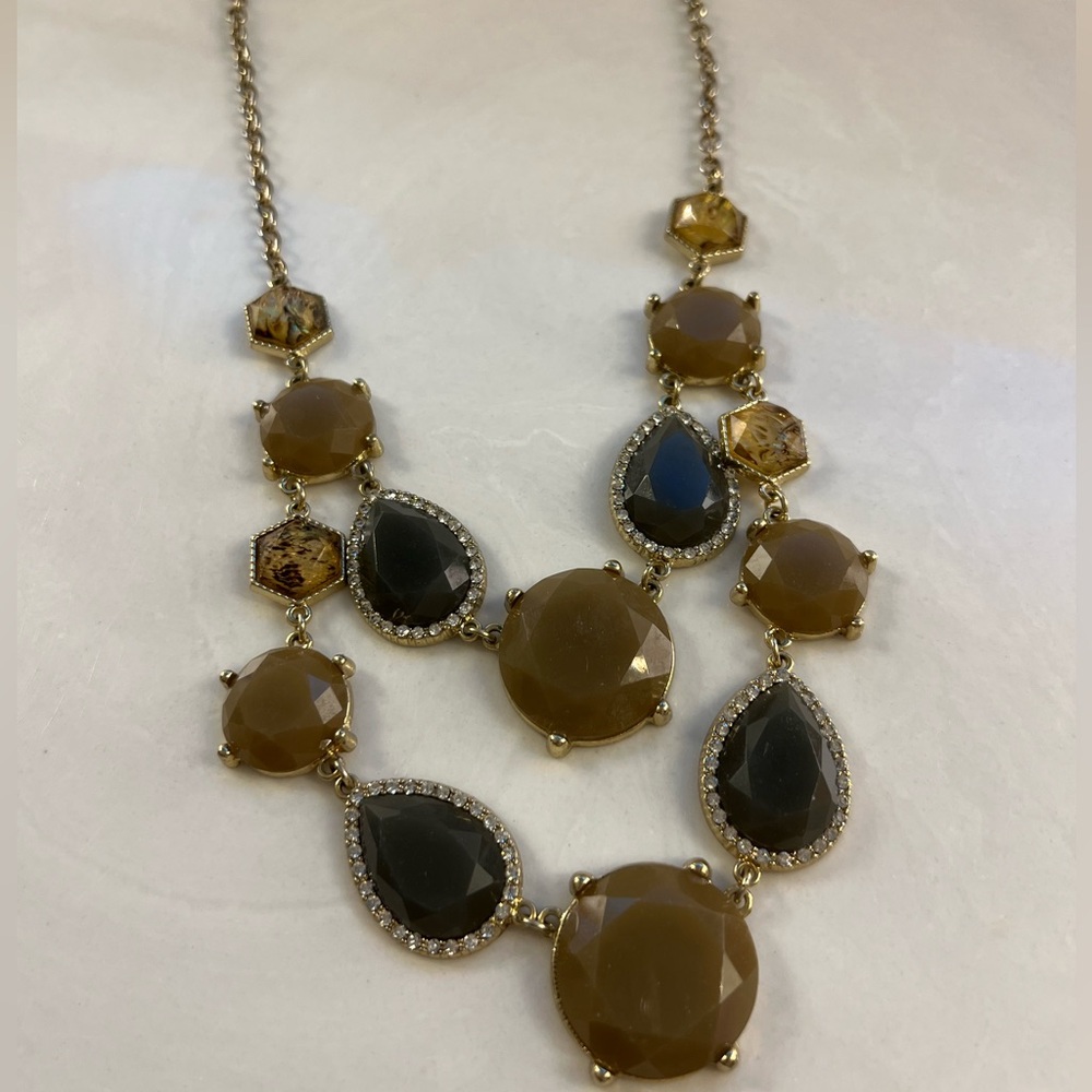 Macy's I.N.C. International Concepts Gold Tone Grey and Tan Necklace